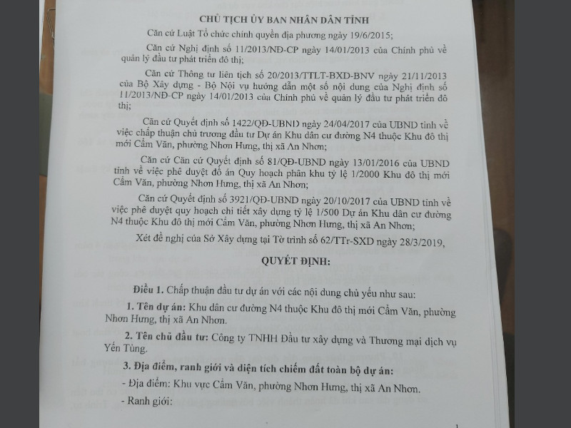 Thông tin pháp lý về dự án Khu đô thị mới Cẩm Văn